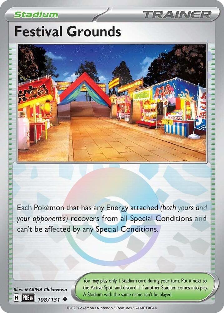 108/131 · Festival Grounds Trainer Stadium · Poké Ball Pattern (PRE) by Dusk TCG on MYNTED