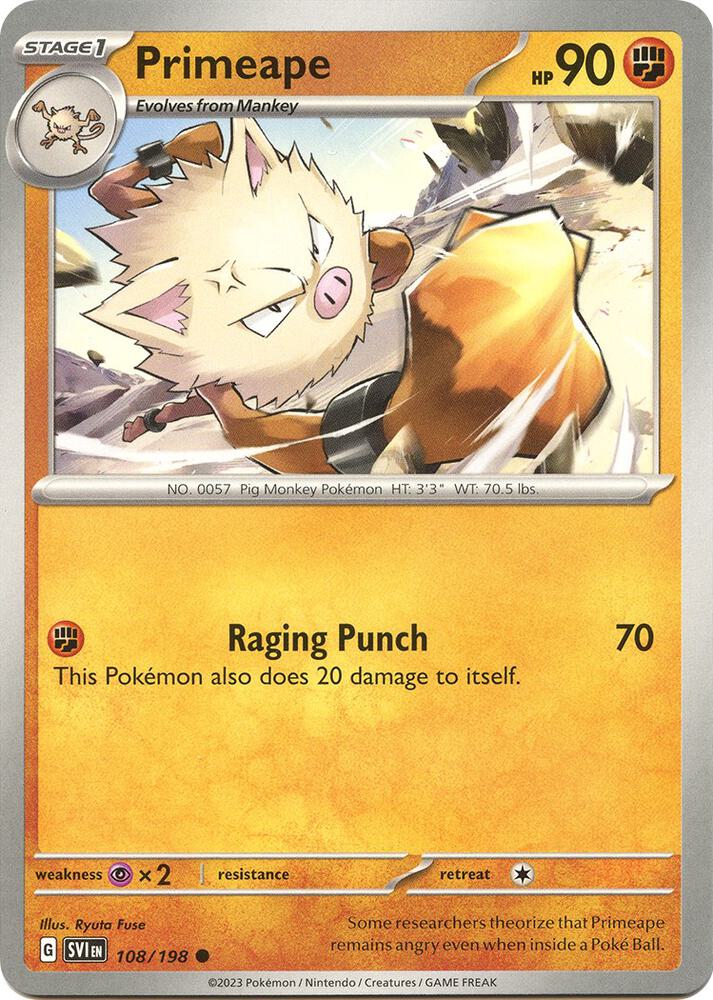 108/198 Primeape Reverse Holo · Scarlet & Violet (SVI) by PokeMarsi on MYNTED