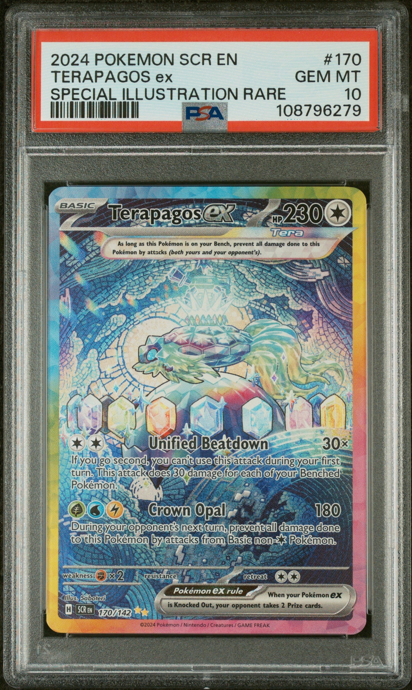 2024 POKEMON SCR EN-STELLAR CROWN #170 TERAPAGOS EX SPECIAL ILLUSTRATION RARE - PSA GEM MINT 10