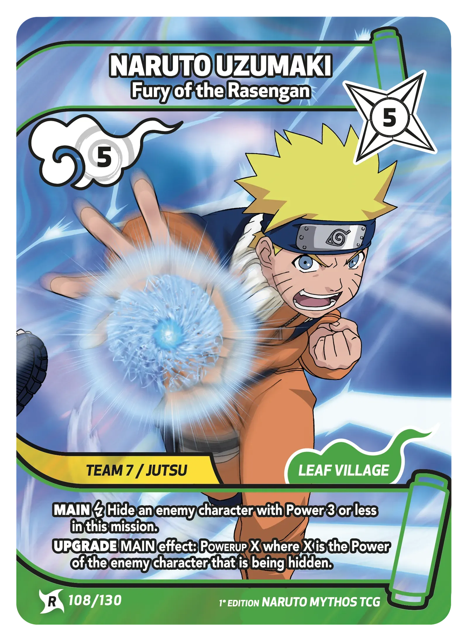 Mythos Naruto Konoha Shido 1st Edition : Naruto Uzumaki Fury of the Rasengan 108 RARE
