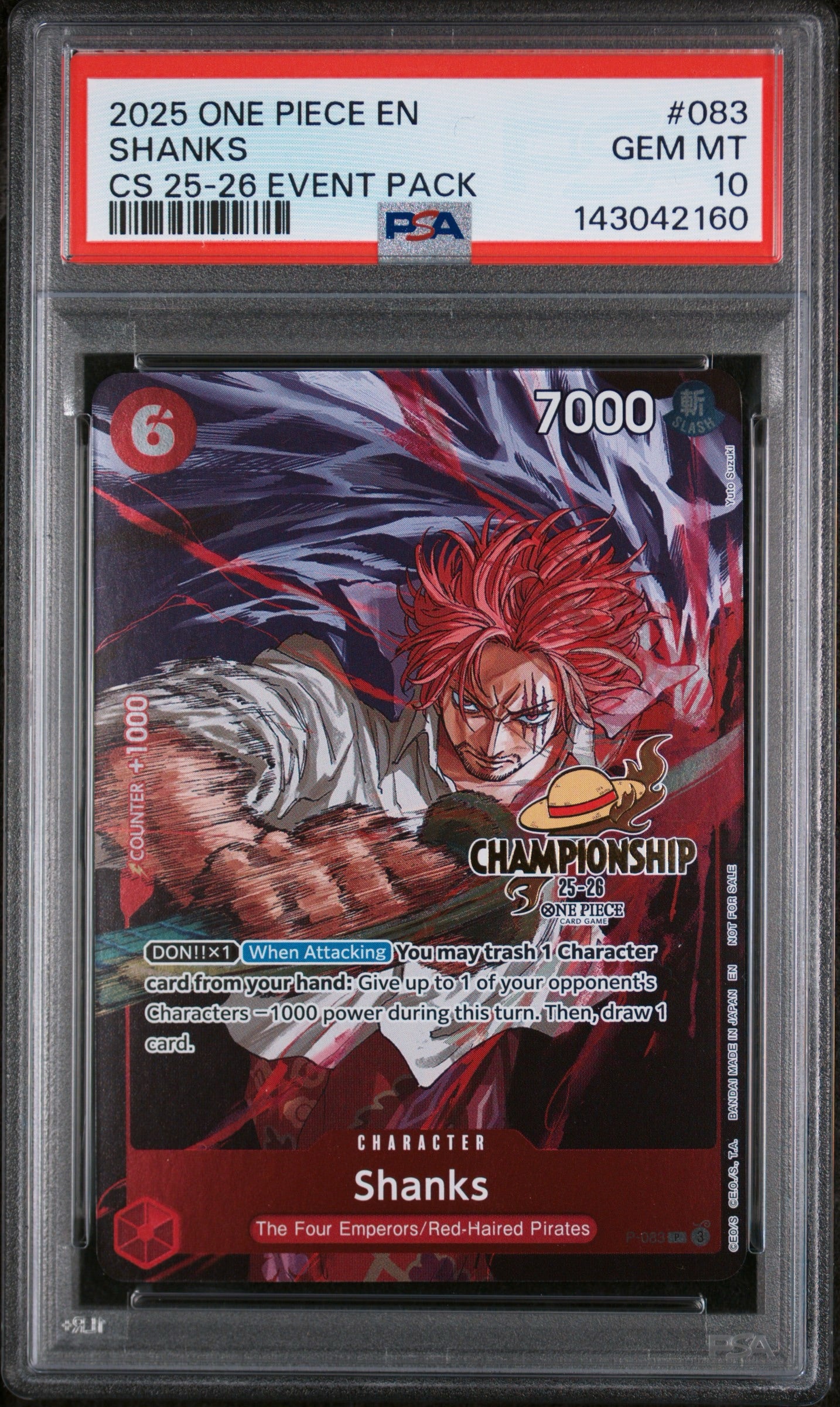 PSA 10 - Shanks - CS 25-26 EVENT PACK (Gold Championship Stamp)