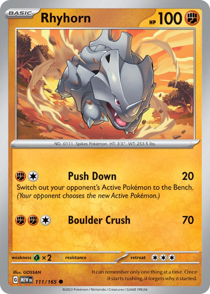 111/165 Rhyhorn - Reverse Holo - 151 (MEW) by Poké Zen DXB on MYNTED