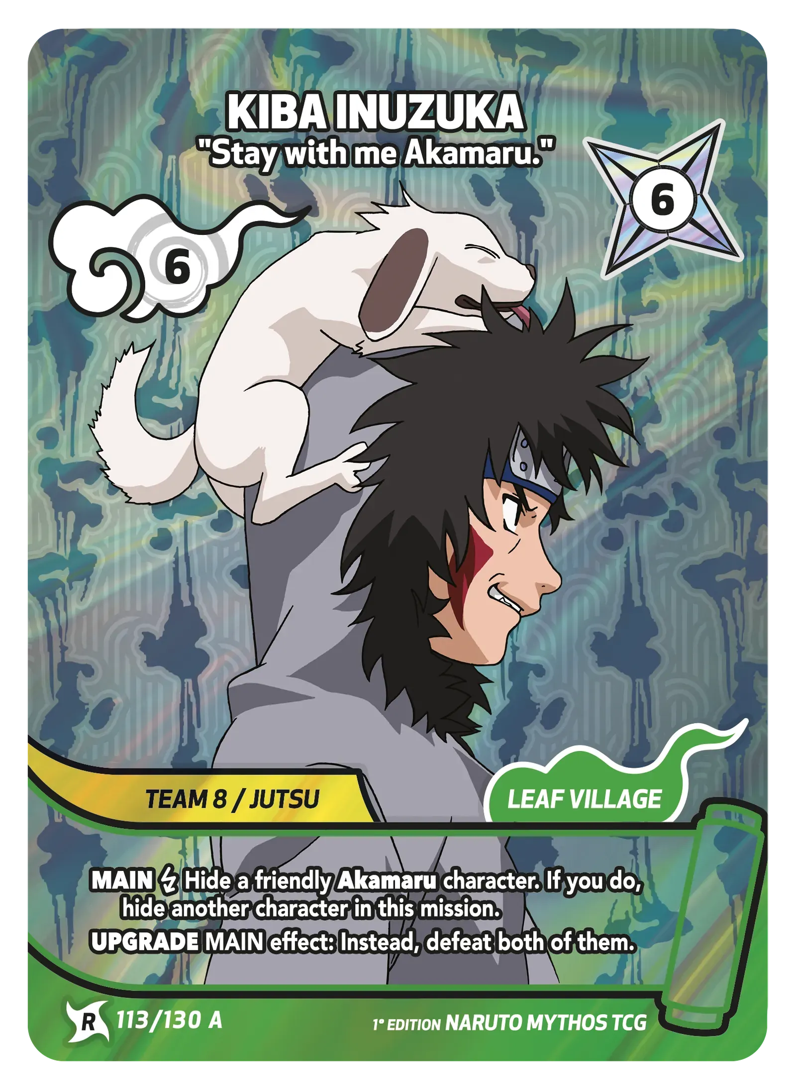 Mythos Naruto Konoha Shido 1st Edition : Kiba Inuzuka Stay with me Akamaru.113 RARE-ART