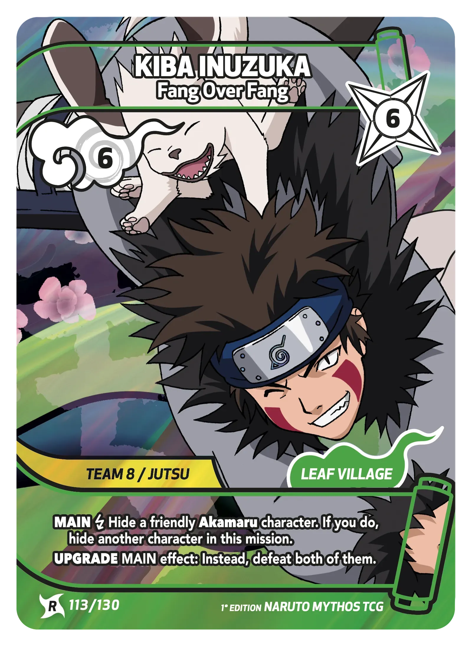 Mythos Naruto Konoha Shido 1st Edition : Kiba Inuzuka Fang Over Fang 113 RARE