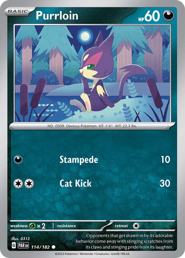 114/182 Purrloin Reverse Holo · Paradox Rift (PAR) by PokeMarsi on MYNTED