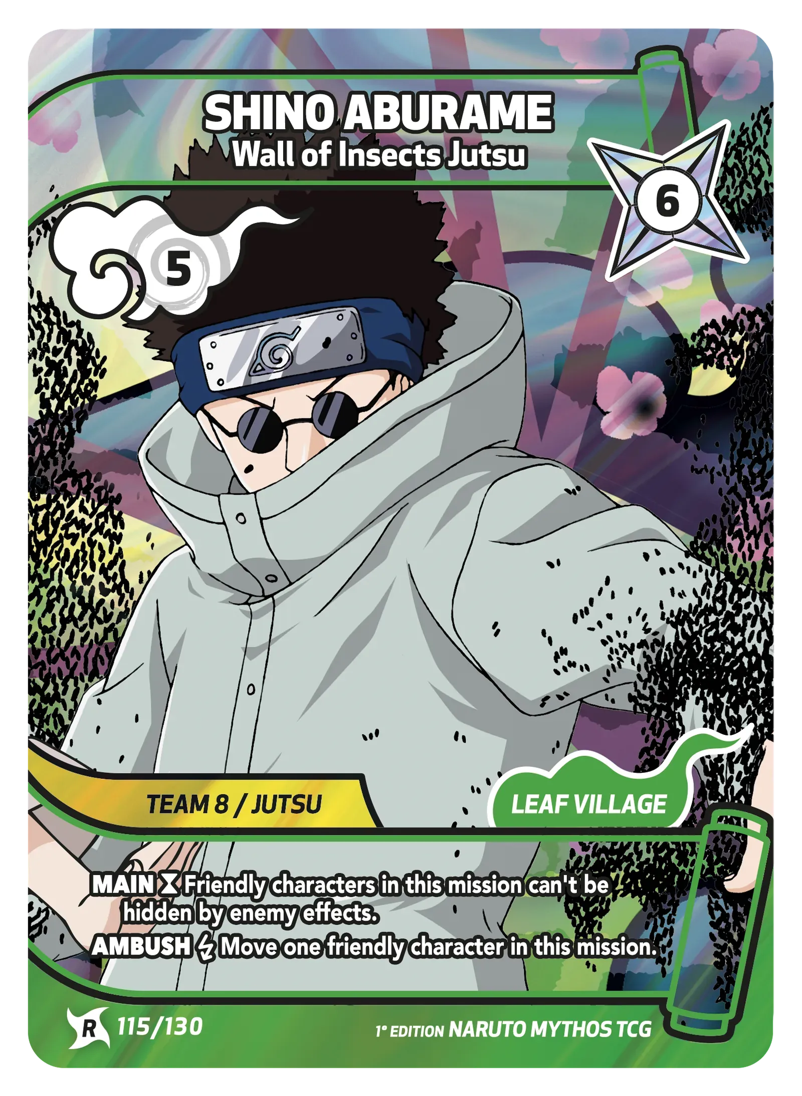 Mythos Naruto Konoha Shido 1st Edition : Shino Aburame Wall of Insects Jutsu 115 RARE