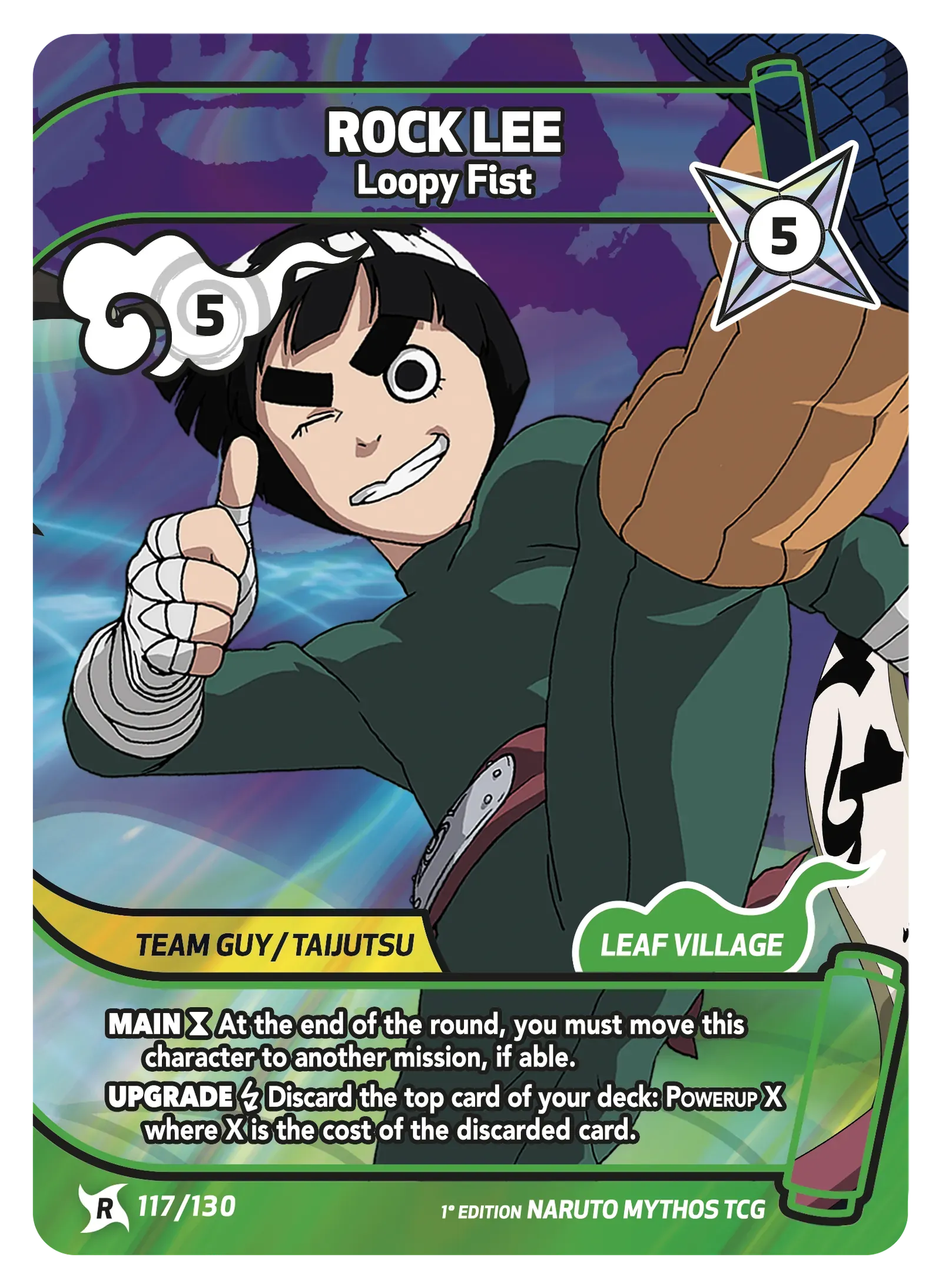 Mythos Naruto Konoha Shido 1st Edition : Rock Lee Loopy Fist 117 RARE