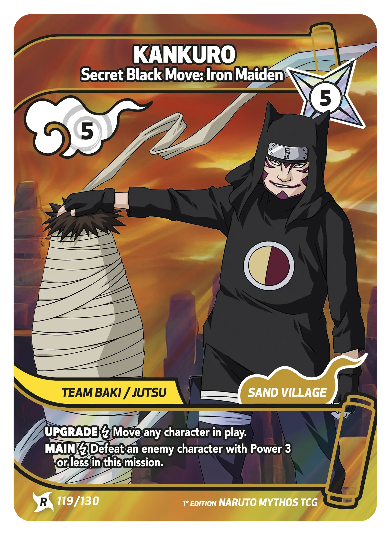 Mythos Naruto Konoha Shido 1st Edition : Kankuro Secret Black Move: Iron Maiden 119 RARE