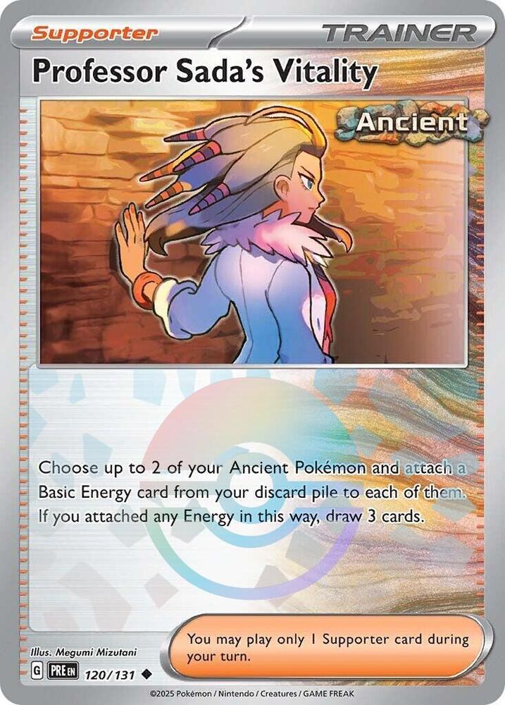 120/131 · Professor Sada's Vitality Trainer Supporter · Poké Ball Pattern (PRE) by Dusk TCG on MYNTED