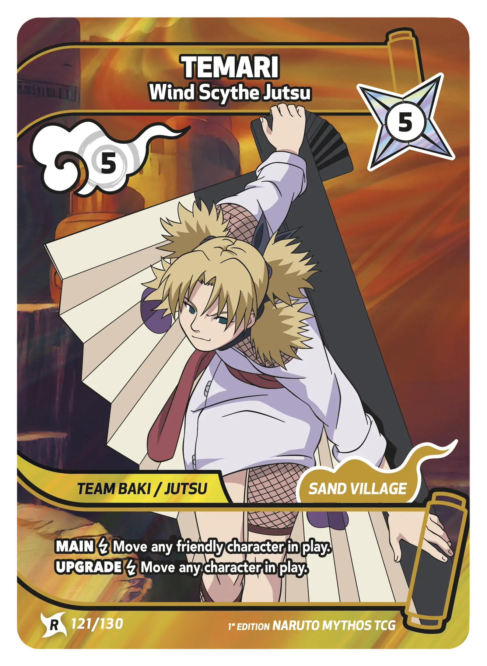 Mythos Naruto Konoha Shido 1st Edition : Temari Wind Scythe Jutsu 121 RARE