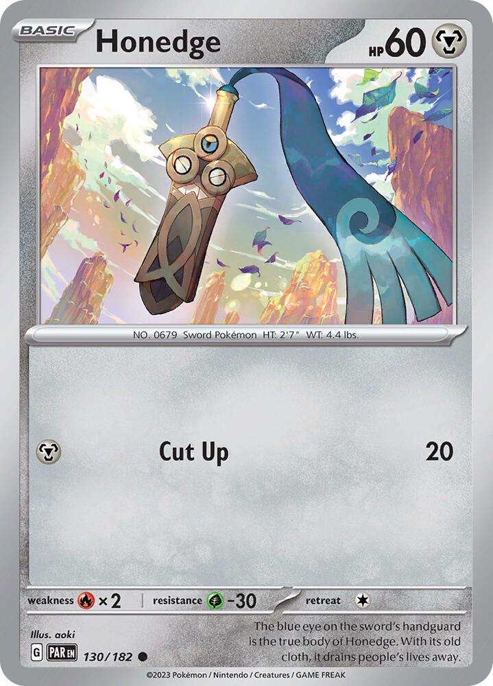 130/182 Honedge Normal · Paradox Rift (PAR) by PokeMarsi on MYNTED