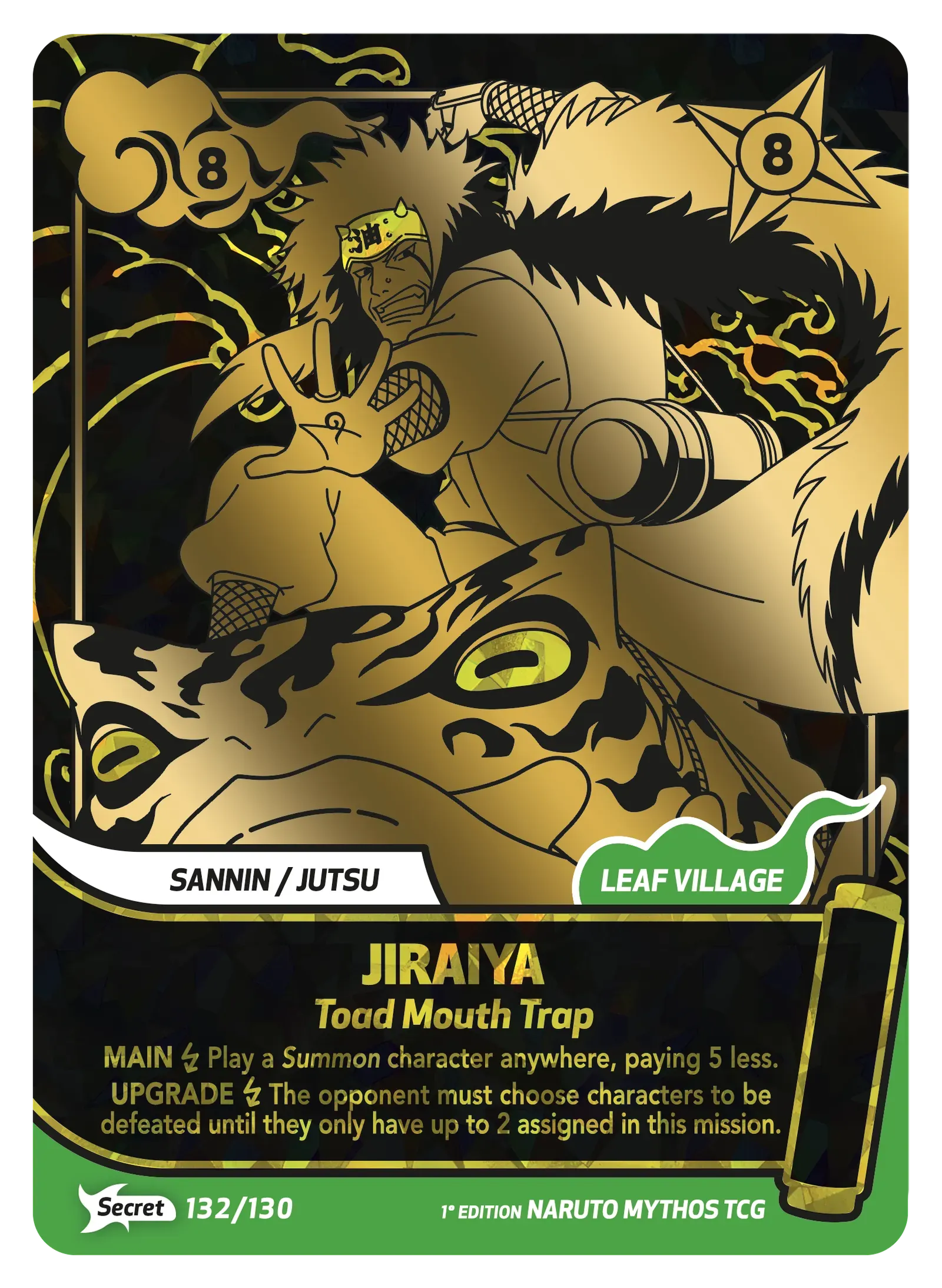 Mythos Naruto Konoha Shido 1st Edition : Jiraiya Toad Mouth Trap 132 SECRET RARE