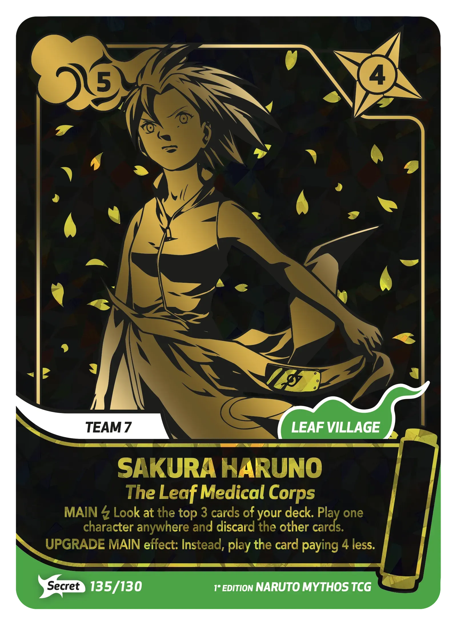 Mythos Naruto Konoha Shido 1st Edition : Sakura Haruno The Leaf Medical Corps 135 SECRET RARE