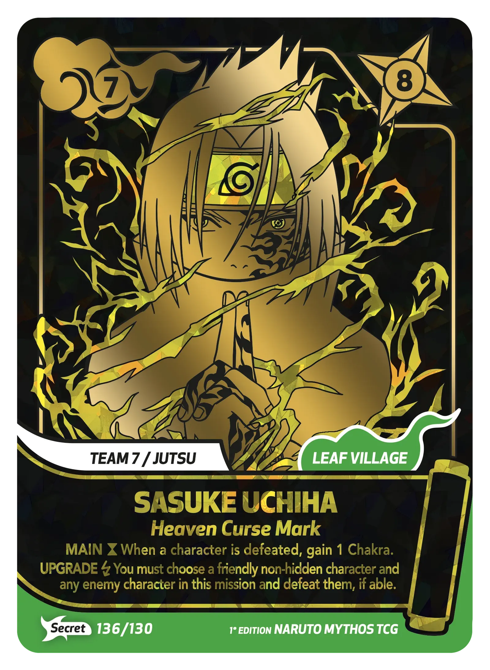 Mythos Naruto Konoha Shido 1st Edition : Sasuke Uchiha Heaven Curse Mark 136 SECRET RARE