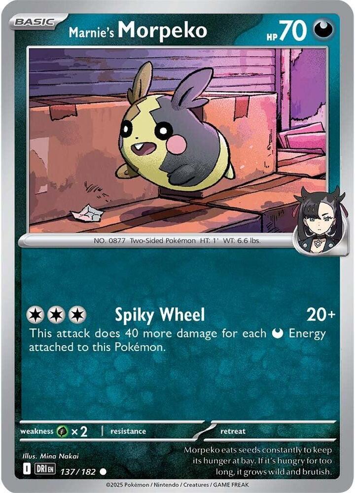 137/182 · Marnie's Morpeko · Reverse Holo (DRI) by PokeMarsi on MYNTED