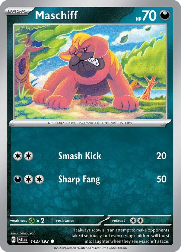142/193 Maschiff - Reverse Holo - Paldea Evolved by Poké Zen DXB on MYNTED