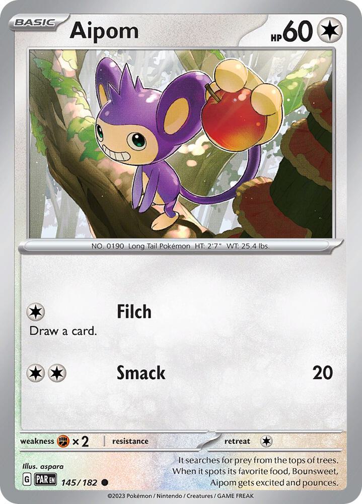 145/182 Aipom Reverse Holo · Paradox Rift (PAR) by PokeMarsi on MYNTED