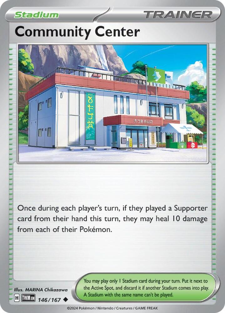 146/167 Community Center Reverse Holofoil · Twilight Masquerade (TWM) by PokeMarsi on MYNTED