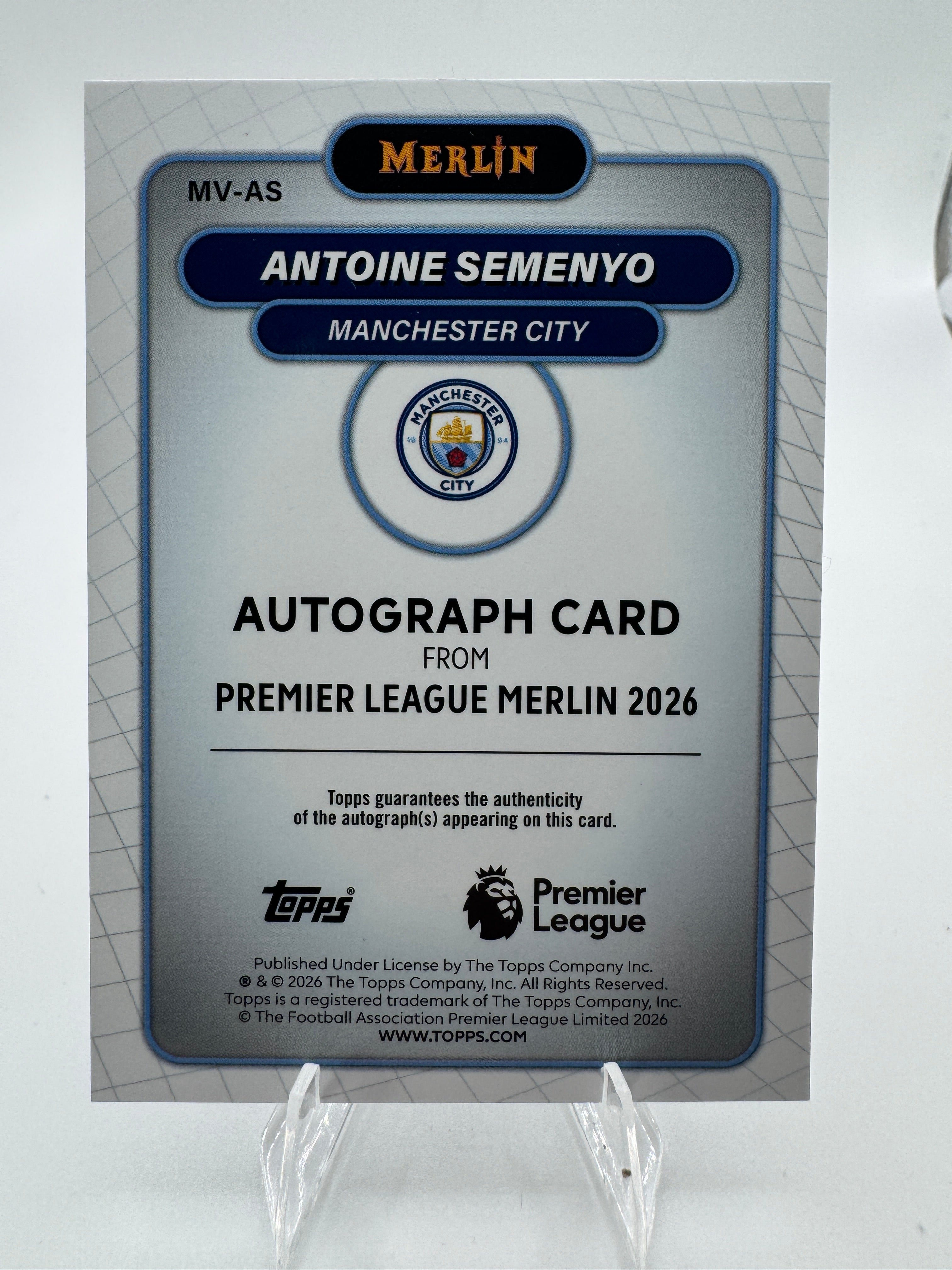 Antoine Semenyo- Autograph - Numbered 48/75 - Purple Refractor 2026 Topps Merlin Premier League - Man City