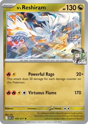 154/217 N's Reshiram - Ascended Heroes by Poké Zen DXB on MYNTED
