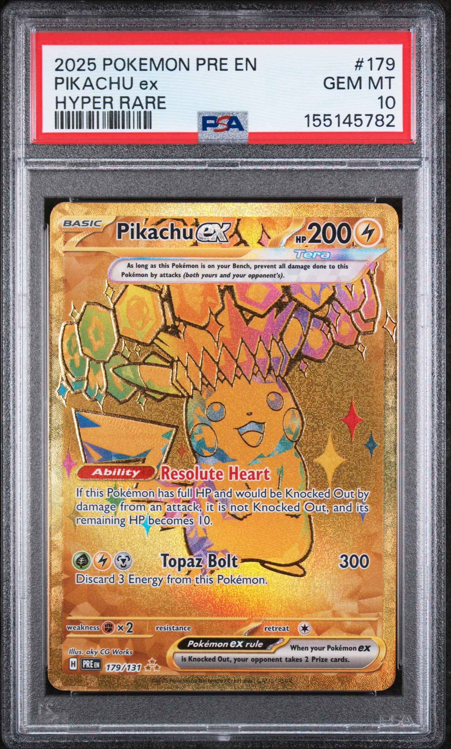 2025 POKEMON PRE EN-PRISMATIC EVOLUTIONS #179 PIKACHU ex HYPER RARE - PSA GEM MINT 10