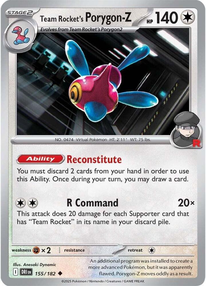 155/182 · Team Rocket's Porygon - Z · Normal (DRI) by PokeMarsi on MYNTED