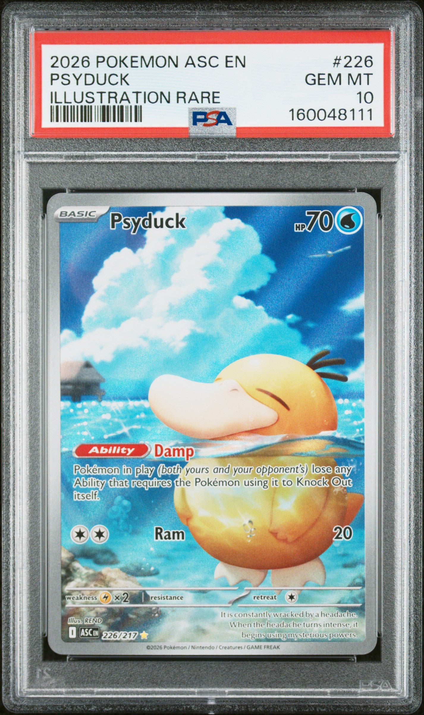 2026 POKEMON ASC EN-ASCENDED HEROES #226 PSYDUCK ILLUSTRATION RARE - PSA GEM MINT 10