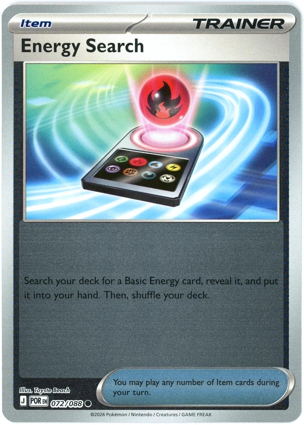 Energy Search [Reverse Holo] #72 Pokemon Perfect Order