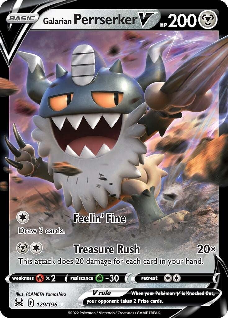 Galarian Perrserker V #129 Pokemon Lost Origin