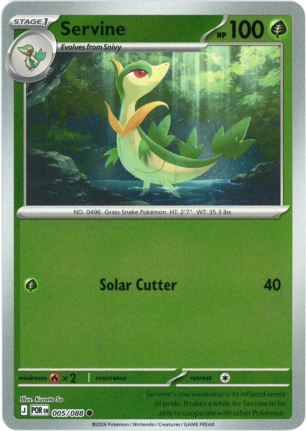 Servine [Reverse Holo] #5 Pokemon Perfect Order