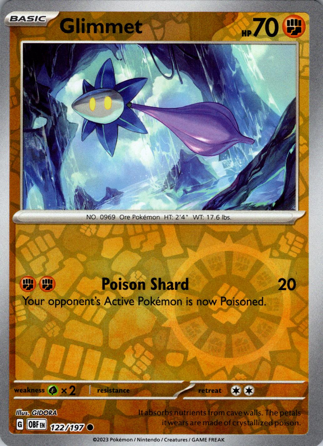 Glimmet [Reverse Holo] #122 Pokemon Obsidian Flames
