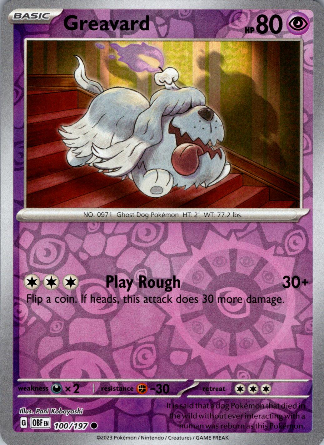 Greavard [Reverse Holo] #100 Pokemon Obsidian Flames