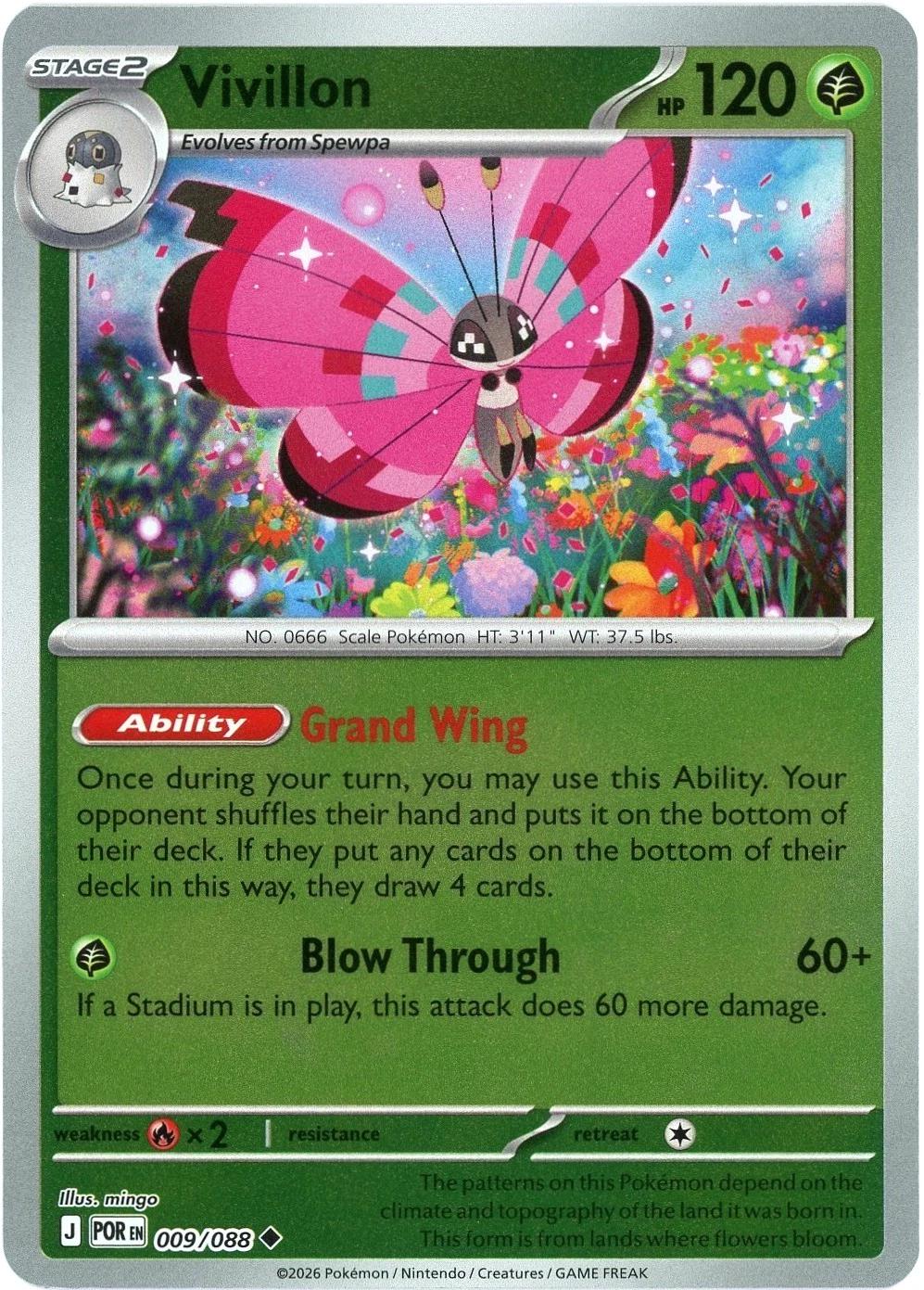 Vivillon [Reverse Holo] #9 Pokemon Perfect Order