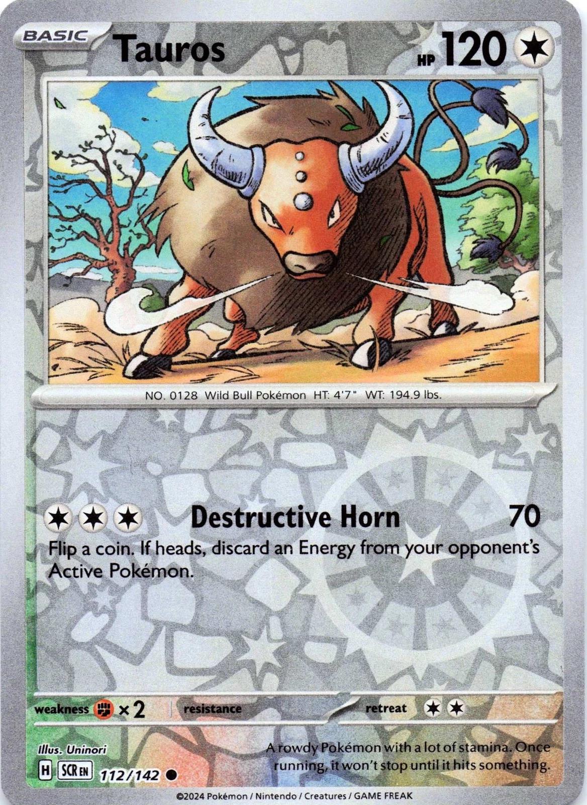 Tauros [Reverse Holo] #112 Pokemon Stellar Crown