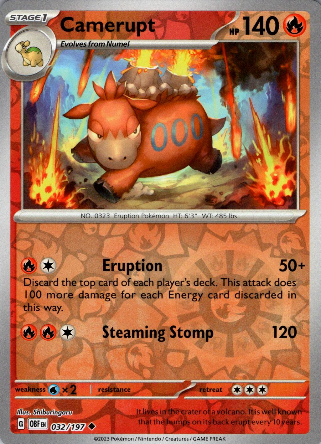Camerupt [Reverse Holo] #32 Pokemon Obsidian Flames