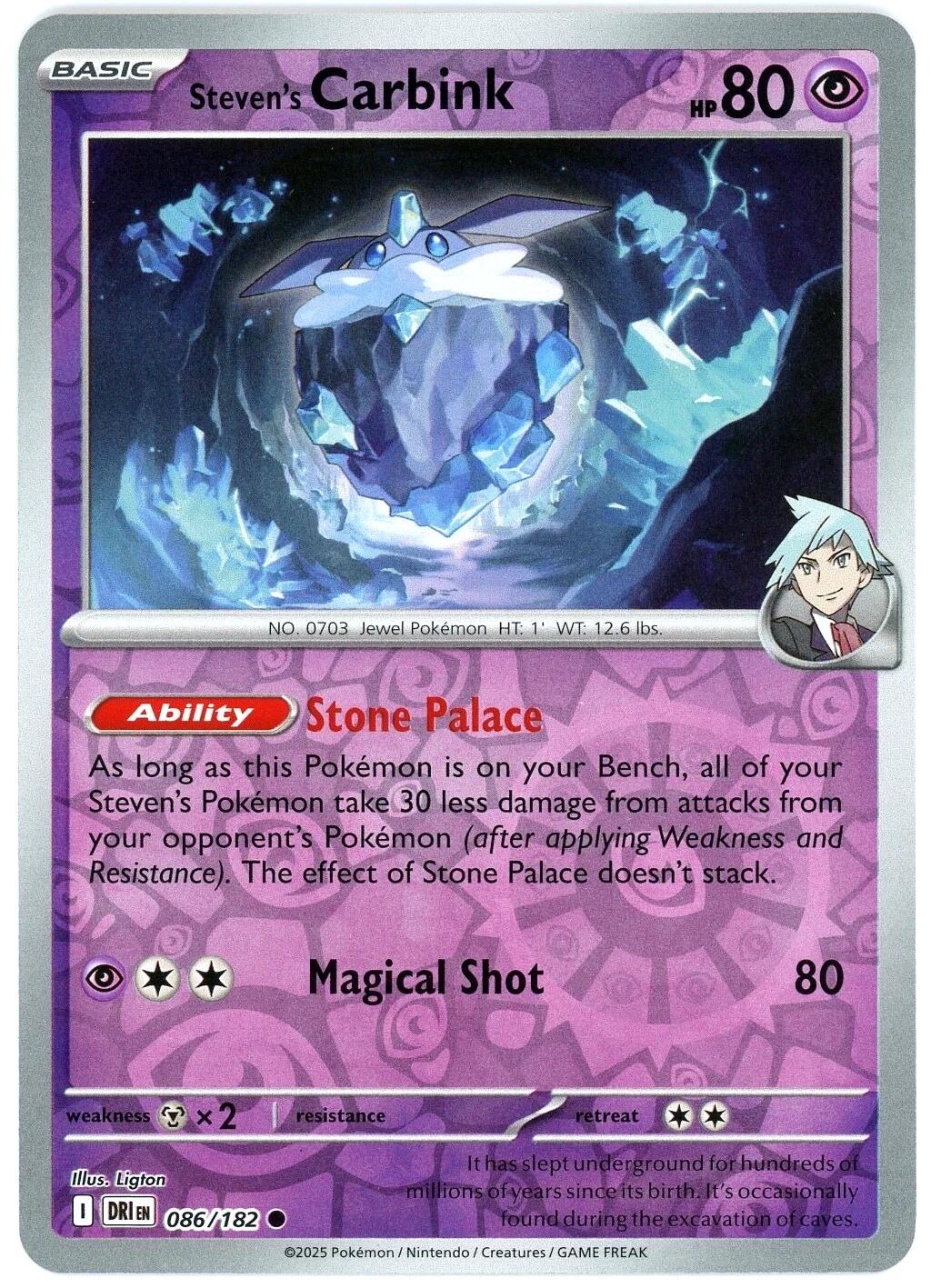Steven's Carbink [Reverse Holo] #86 Pokemon Destined Rivals