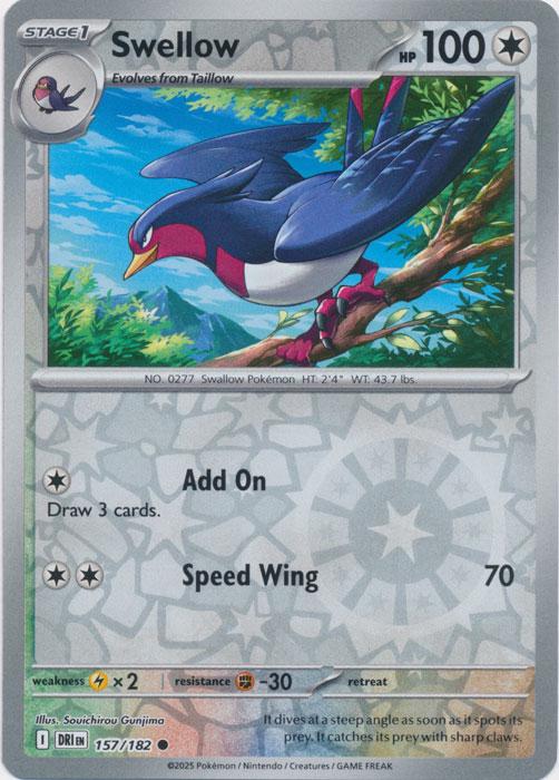 Swellow [Reverse Holo] #157 Pokemon Destined Rivals