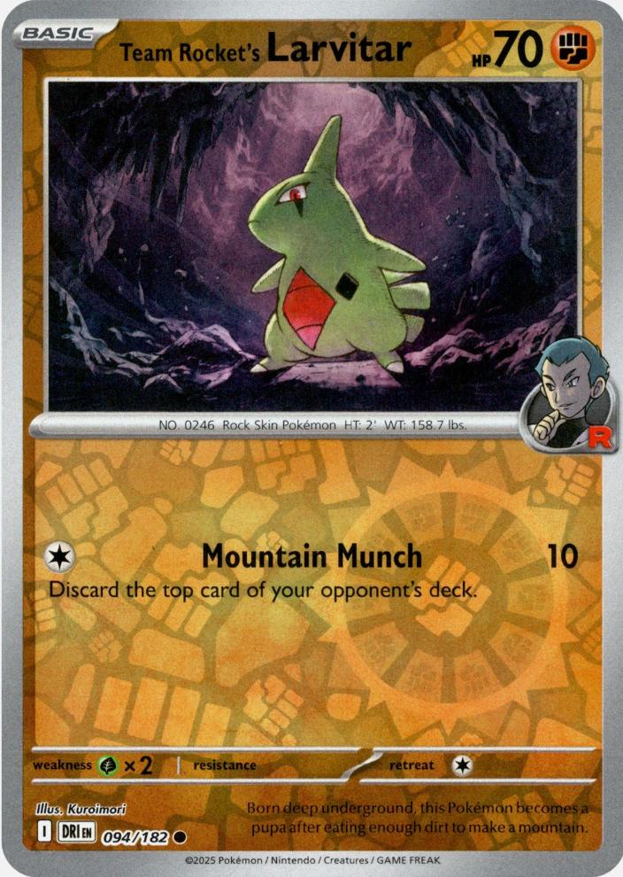 Team Rocket's Larvitar [Reverse Holo] #94 Pokemon Destined Rivals