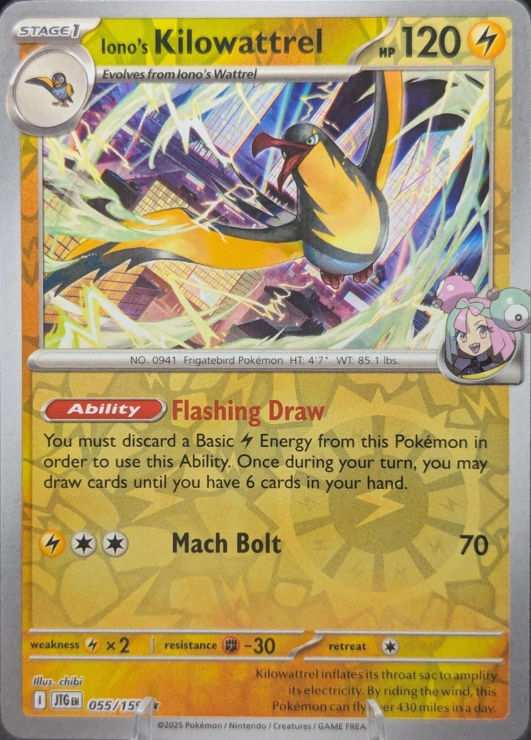 Iono's Kilowattrel [Reverse Holo] #55 Pokemon Journey Together