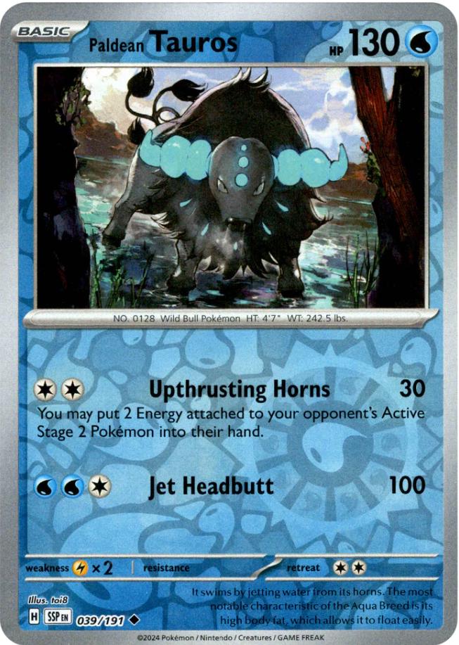 Paldean Tauros [Reverse Holo] #39 Pokemon Surging Sparks