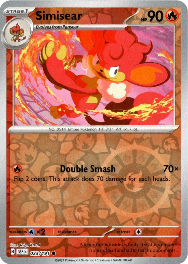 Simisear [Reverse Holo] #23 Pokemon Surging Sparks