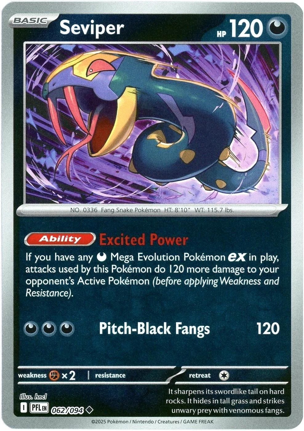 Seviper [Reverse Holo] #62 Pokemon Phantasmal Flames