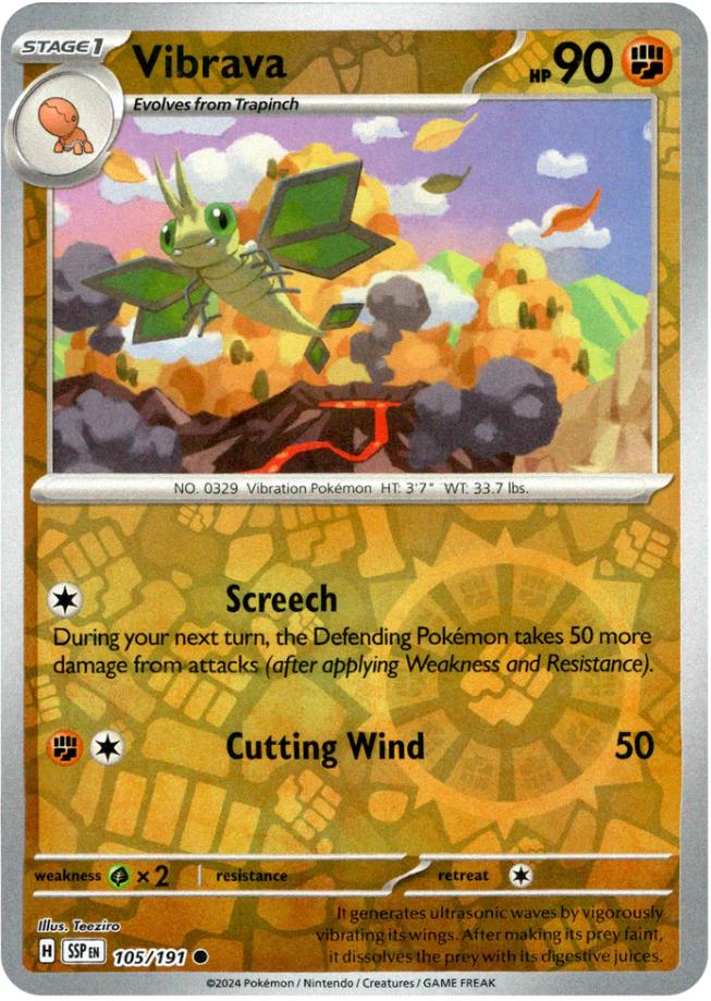 Vibrava [Reverse Holo] #105 Pokemon Surging Sparks