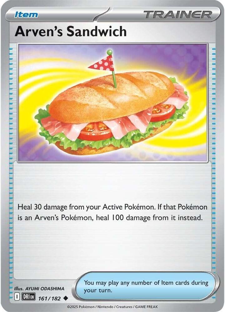 161/182 · Arven's Sandwich Trainer Item · Normal (DRI) by PokeMarsi on MYNTED