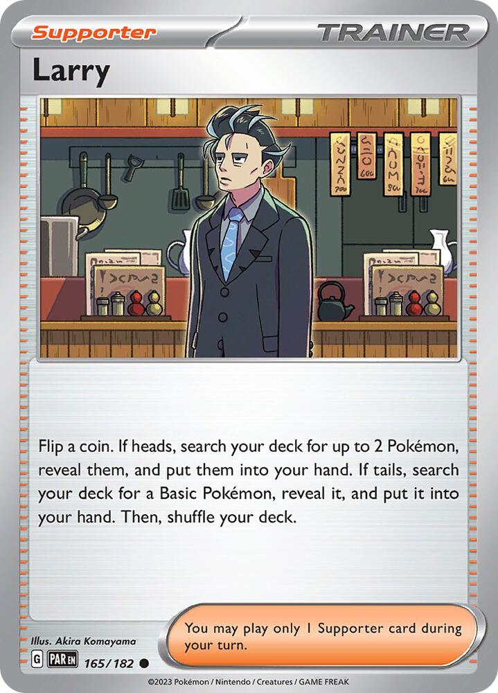 165/182 Larry Trainer Supporter Normal · Paradox Rift (PAR) by PokeMarsi on MYNTED