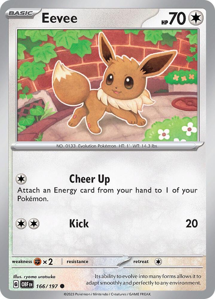 166/197 · Eevee · Reverse Holo (OBF) by PokeMarsi on MYNTED