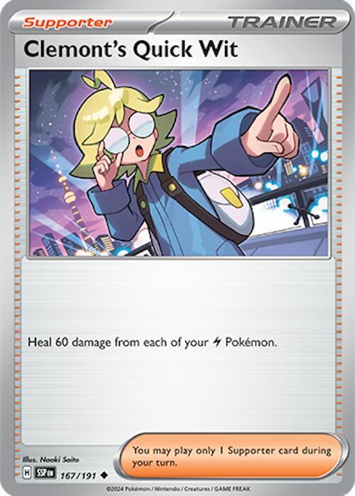 167/191 Clemont's Quick Wit Normal Trainer Supporter · Surging Sparks (SSP) by PokeMarsi on MYNTED