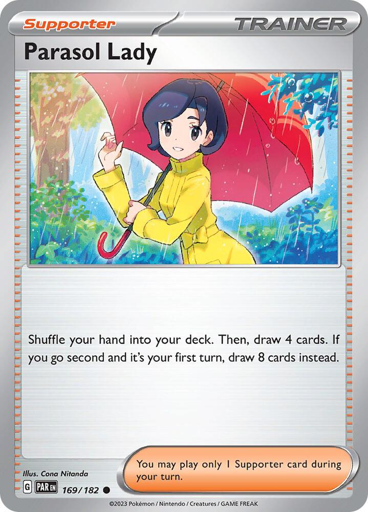 169/182 Parasol Lady Trainer Supporter Normal · Paradox Rift (PAR) by PokeMarsi on MYNTED
