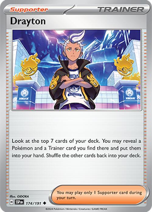 174/191 Drayton Normal Trainer Supporter · Surging Sparks (SSP) by PokeMarsi on MYNTED
