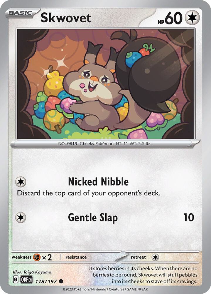 178/197 · Skwovet · Reverse Holo (OBF) by PokeMarsi on MYNTED